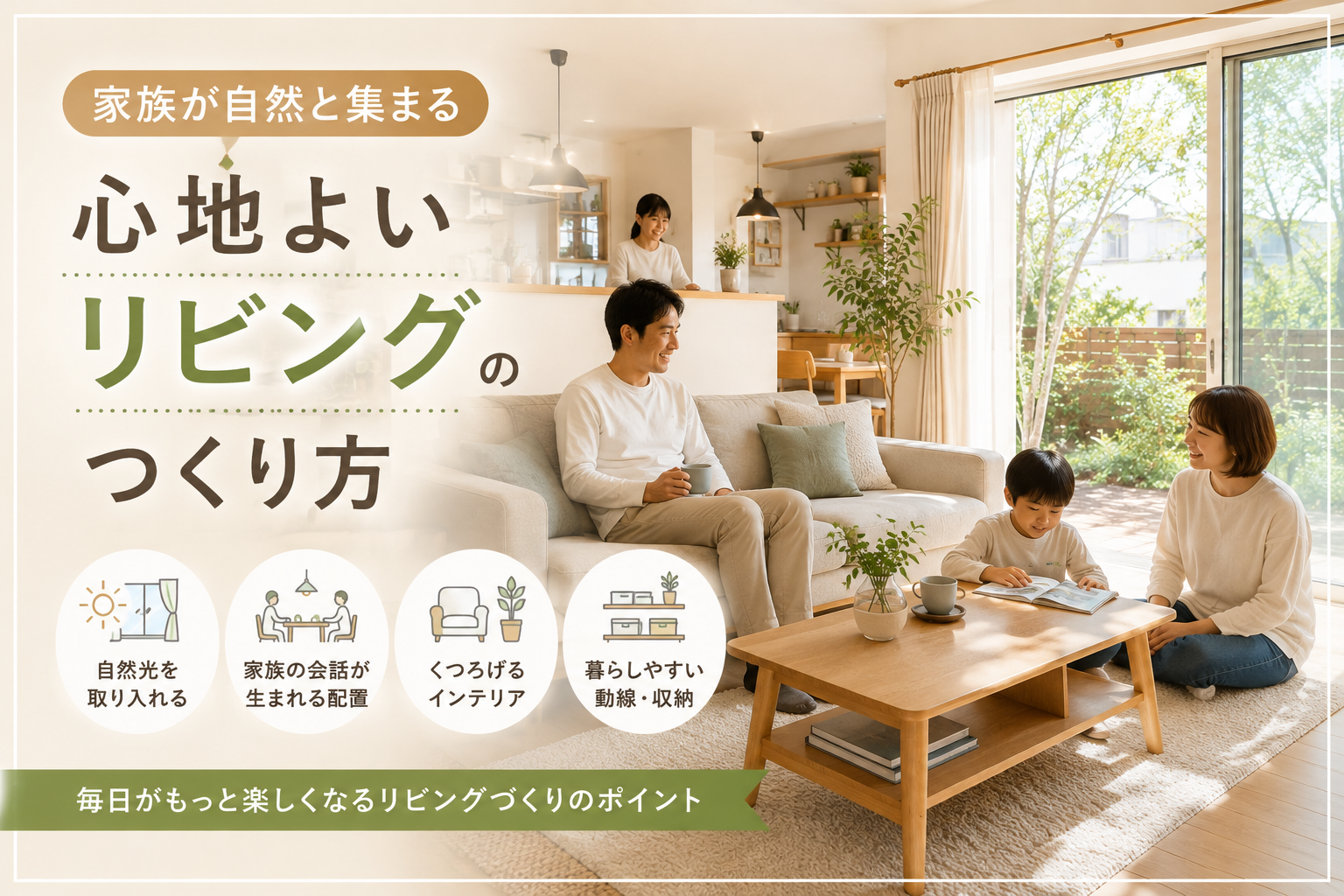 家族が自然と集まるリビングづくり｜居心地のよい空間にする4つの工夫